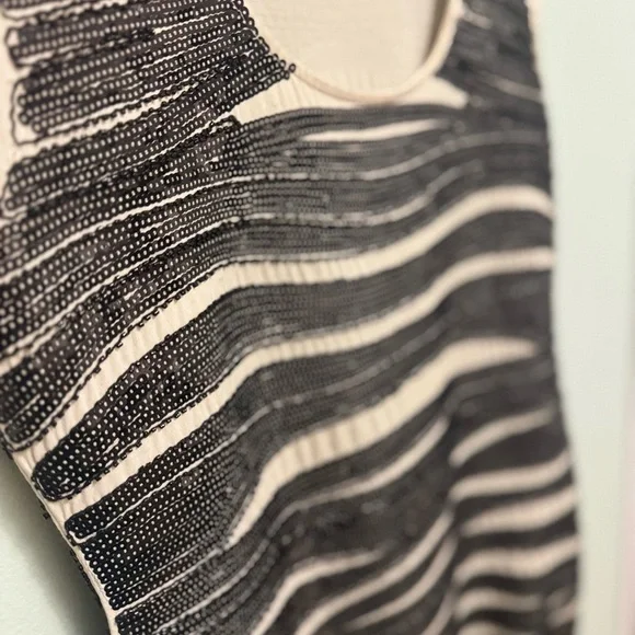 Cartise Chic Black and Cream Striped Mini Dress - Picture 4 of 6